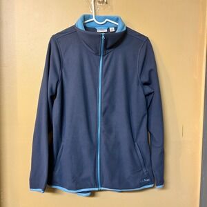 LL Bean Womens Fleece Jacket Full Zip Blue Lightweight Outdoor Activewear‎
